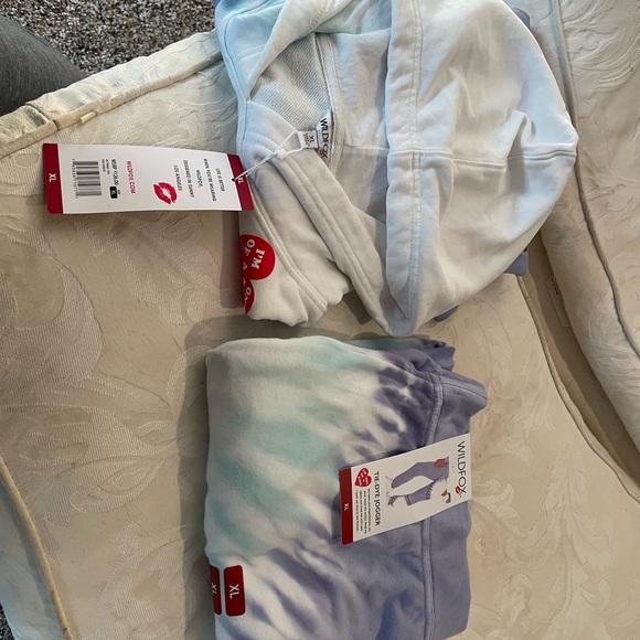 NWT Wildfox Sherbet Tie Dye Hoodie Matching Bottoms SET Color Peri Shibori Sz XL - Picture 2 of 15